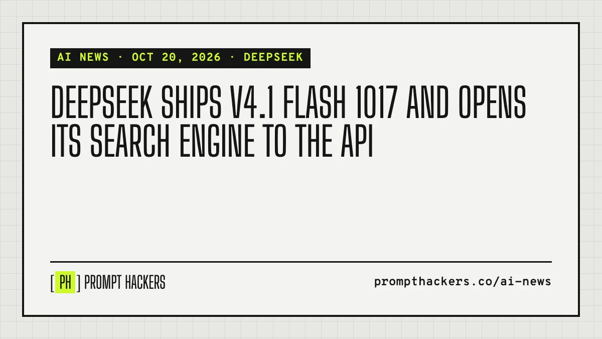 DeepSeek ships V4.1 Flash 1017 and opens its search engine to the API