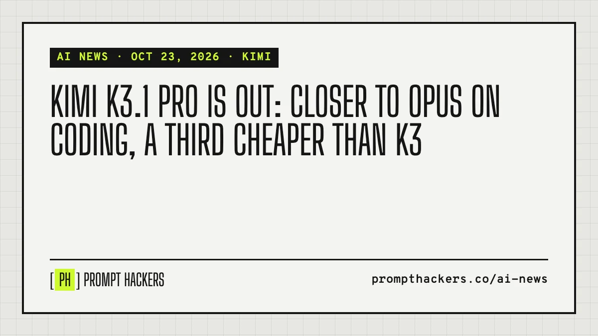 Kimi K3.1 Pro is out: closer to Opus on coding, a third cheaper than K3